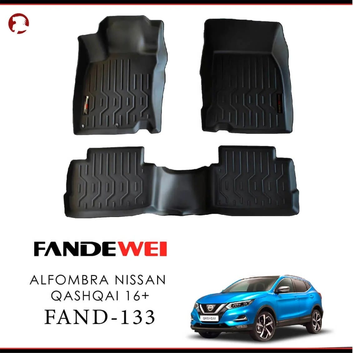 Nissan Qashqai 2016-2022, Alfombras de Bandeja, 2 filas, Fandewei.