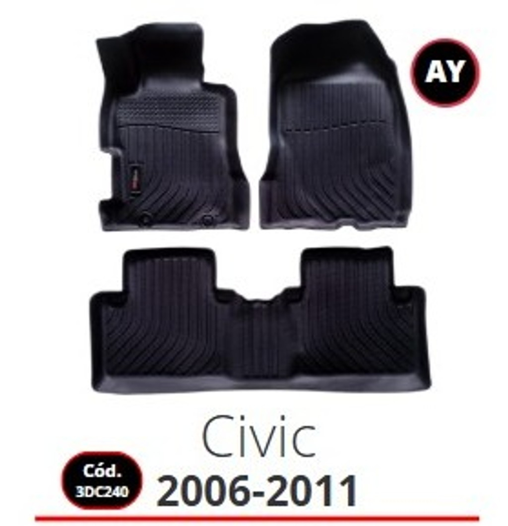 Honda Civic 2006-2011, Alfombras de Bandeja AY, 2 filas, Rogatech.