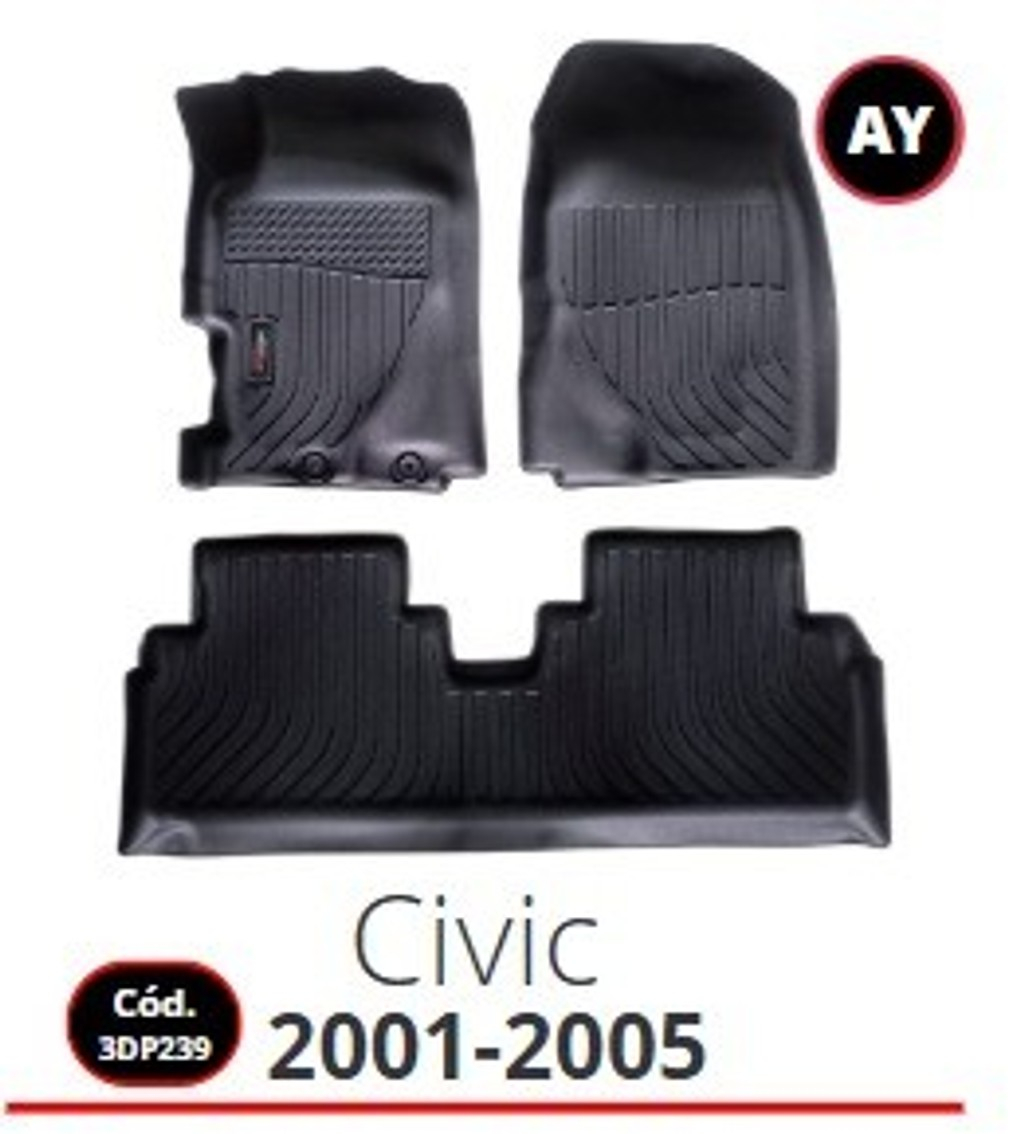 Honda Civic 2001-2005, Alfombras de Bandeja AY, 2 filas, Rogatech.