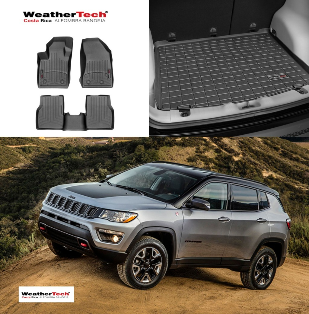 Combo Jeep Compass 2017-2025, Alfombras de Bandeja, 2 filas y cajuela, WeatherTech
