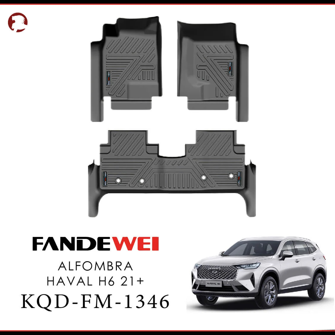 Haval H6 2021-2026, Alfombras de bandeja, 2 Filas, Fandewei.