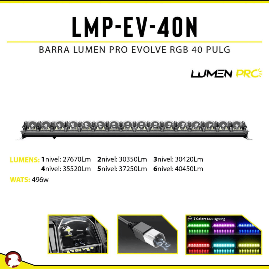 Barra LED Evolve RGB de 40″ (7 colores), Lumen Pro (No incluye instalación)