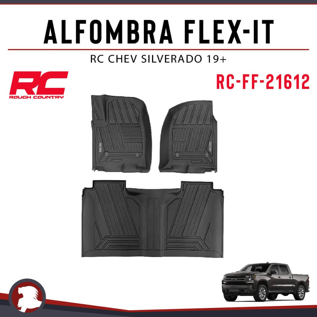 Chevrolet Silverado 2019-2025, Alfombras de Bandeja, 2 filas, Rough Country.
