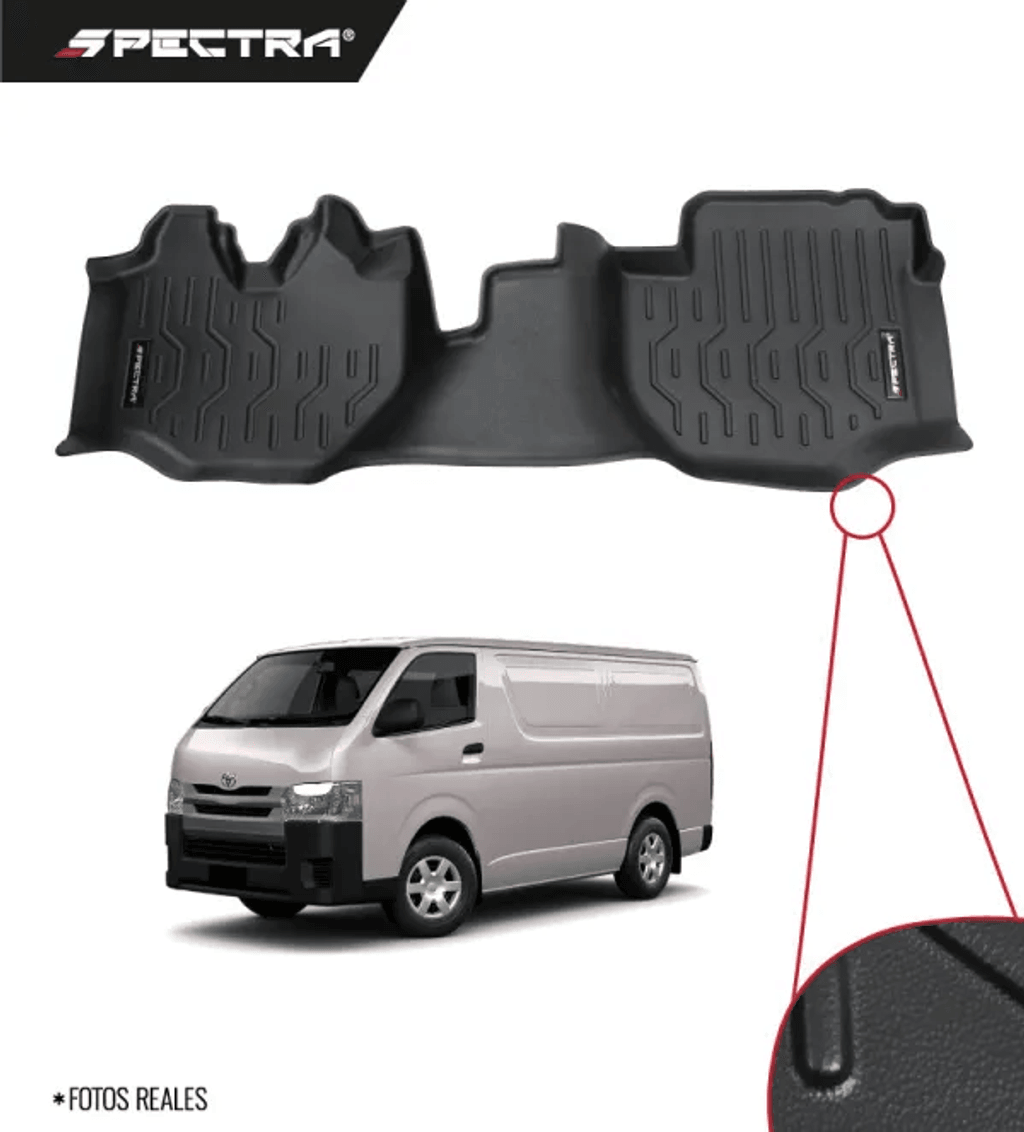 Toyota Hiace Techo Bajo/Carga 2005-2018, Alfombras de Bandeja Lisas, 1 fila, Spectra.