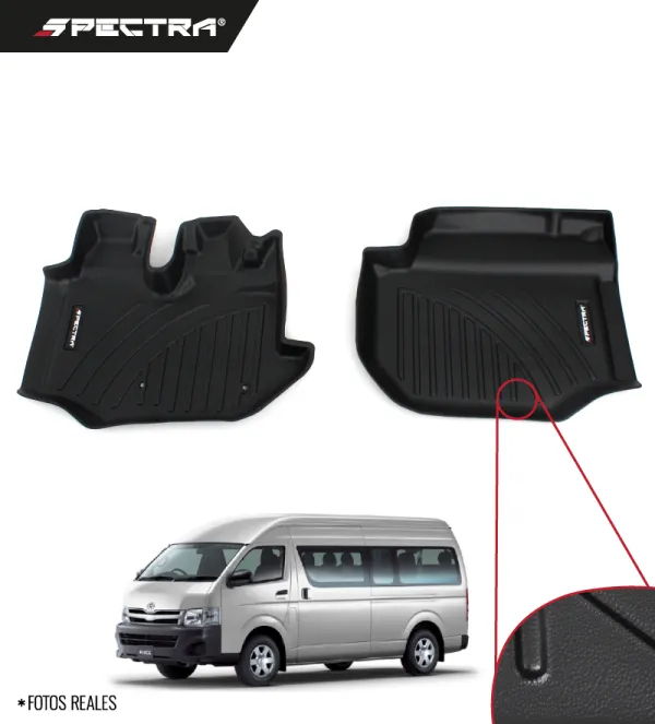 Toyota Hiace Techo Alto 2011-2019, Alfombras de Bandeja Lisas, 1 fila, Spectra