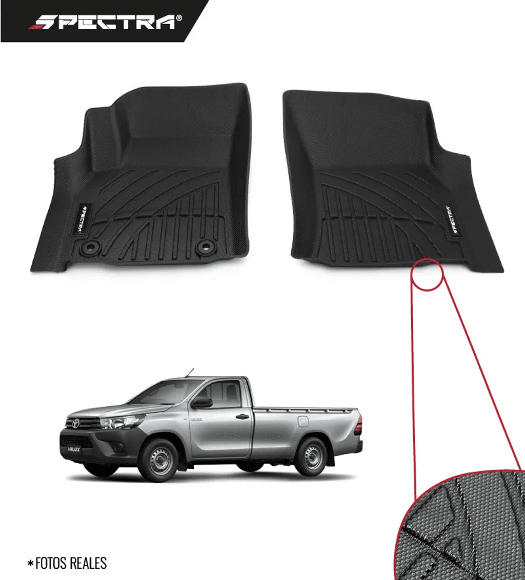 Toyota Hilux 2015-2021, Alfombras de Bandeja Lisas, 1 Fila, Spectra.