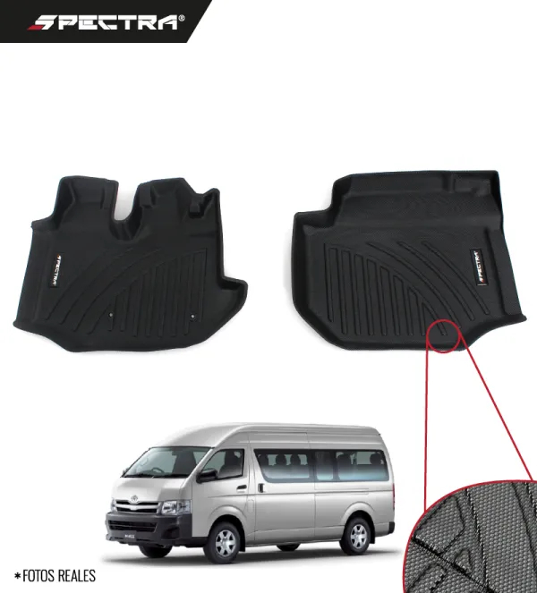 Toyota Hiace Techo Alto 2011-2019, Alfombras de Bandeja Antideslizante, 1 fila, Spectra.