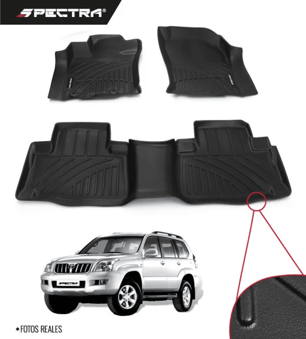 Toyota Prado 2003-2009, Alfombras de Bandeja Lisas, 2 filas, Spectra.