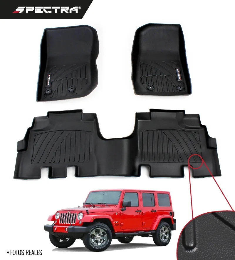 Jeep Wrangler JK 2011-2018, Alfombras de Bandeja Lisas, 2 Filas, Spectra.
