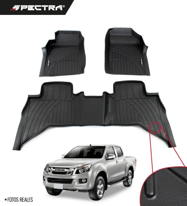 Isuzu D-MAX 2012-2020, Alfombras de Bandeja Lisas, 2 Filas, Spectra.