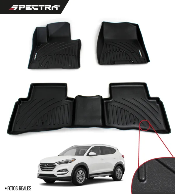 Hyundai Tucson 2016-2021, Alfombras de Bandeja Lisas, 2 Filas, Spectra.