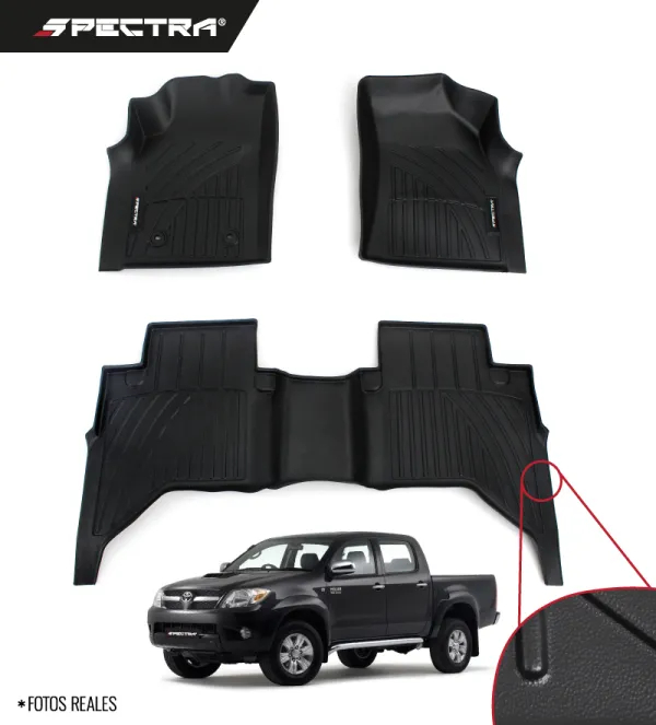 Toyota Hilux 2005-2015, Alfombras de Bandeja Lisas, 2 filas, Spectra.
