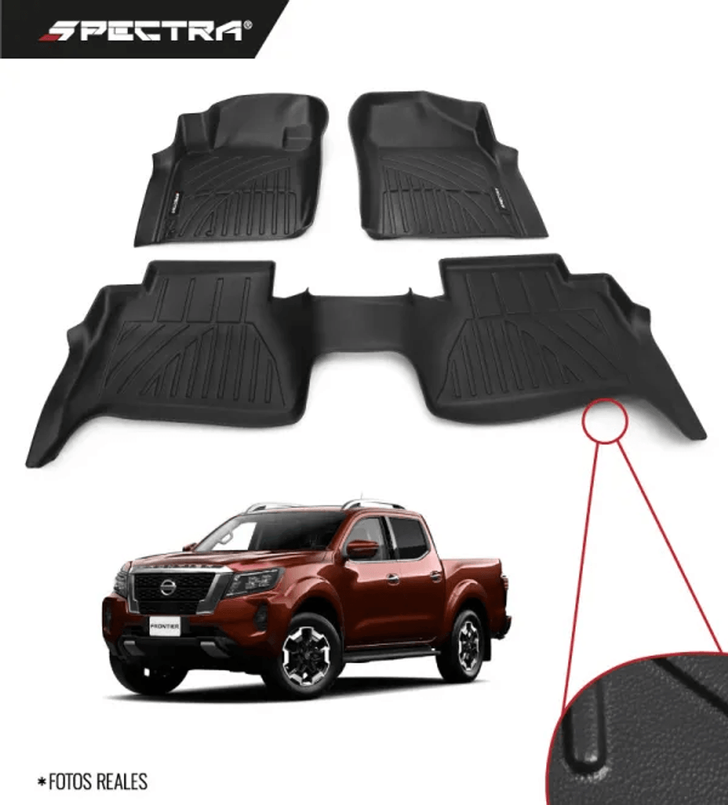 Nissan Frontier/NP300 2016-2025, Alfombras de Bandeja Lisas, 2 filas, Spectra.