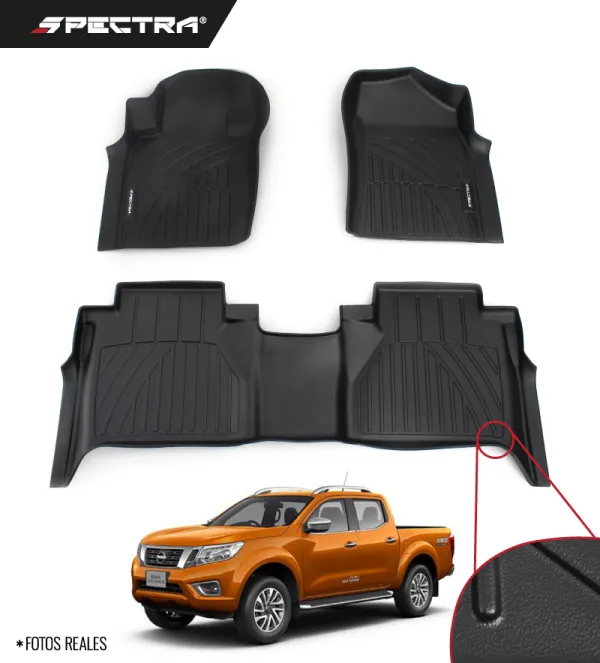 Nissan NP300 2016-2025, Sin Portavaso, Alfombras de Bandeja Lisas, 2 filas, Spectra