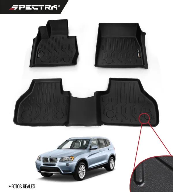 BMW X3 2011-2018, Alfombras de Bandeja Lisas, 2 filas, Spectra.