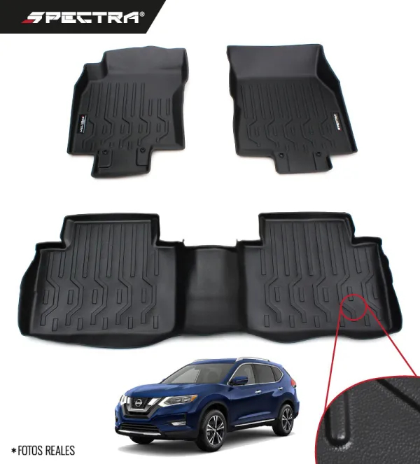 Nissan X-Trail 2014-2021, Alfombras de Bandeja, Lisas, Spectra.