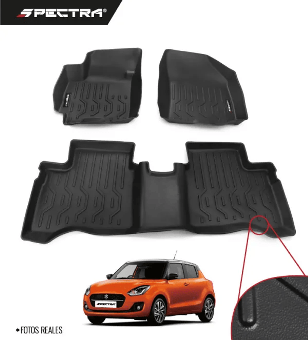 Suzuki Swift 2021-2023, Alfombras de Bandeja Lisas, 2 filas, Spectra.