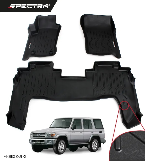 Toyota Land Cruiser LX76, Alfombras de Bandeja Lisas, 2 Filas, Spectra,