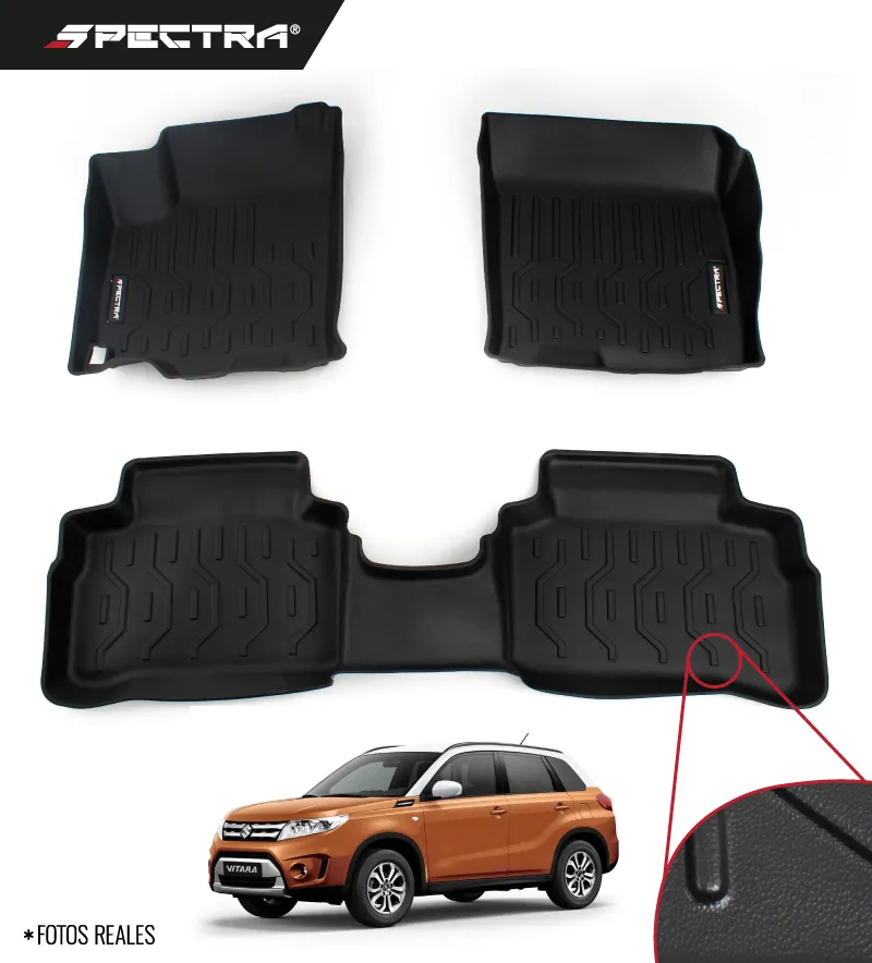 Suzuki Vitara 2016-2024, Alfombras de Bandeja Lisas, 2 Filas, Spectra.