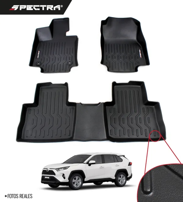 Toyota RAV4 Automático, 2019-2025, Alfombras de Bandeja Lisas, 2 Filas, Spectra.
