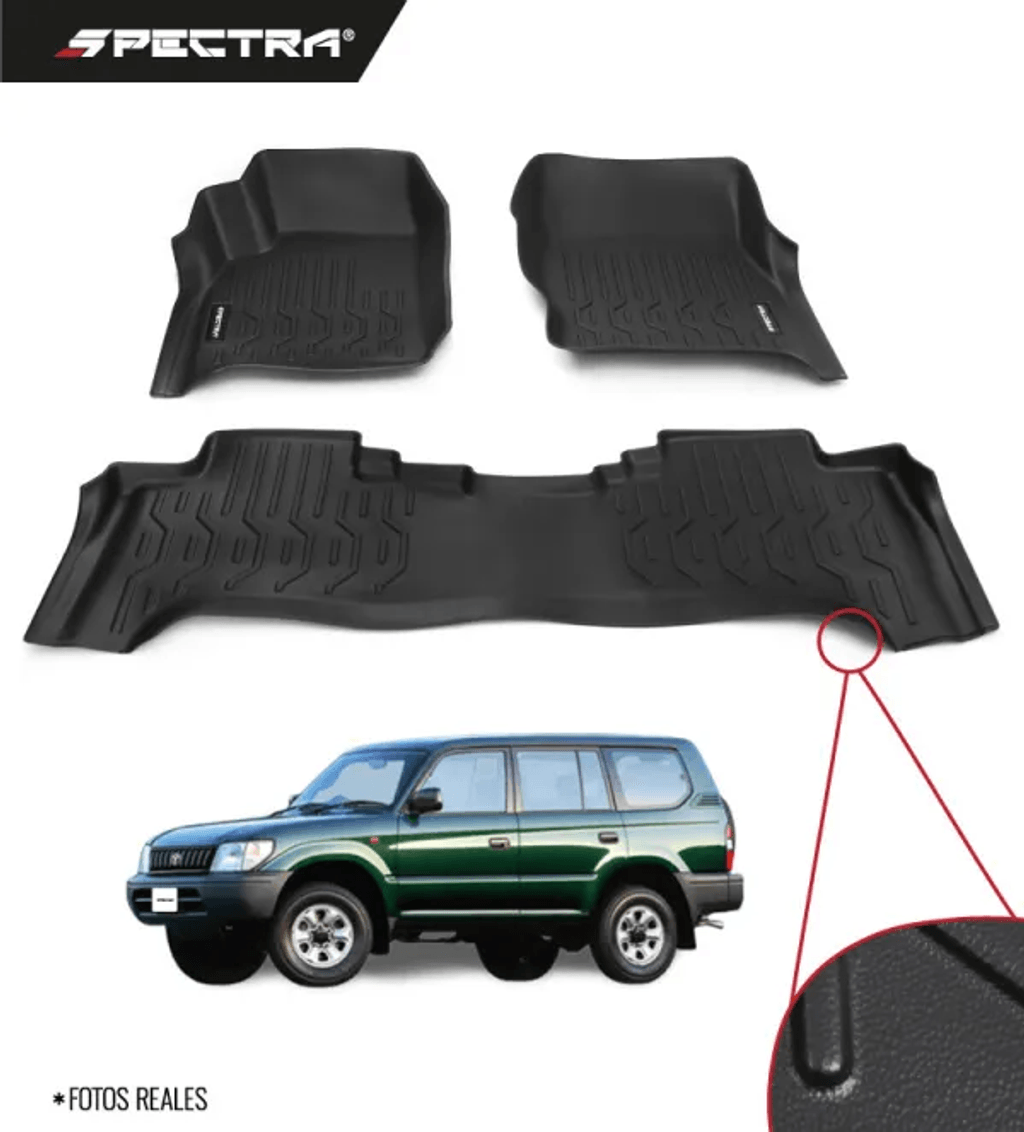 Toyota Prado 4 Puertas 1996-2002, Alfombras de Bandeja Lisas, 2 filas, Spectra.