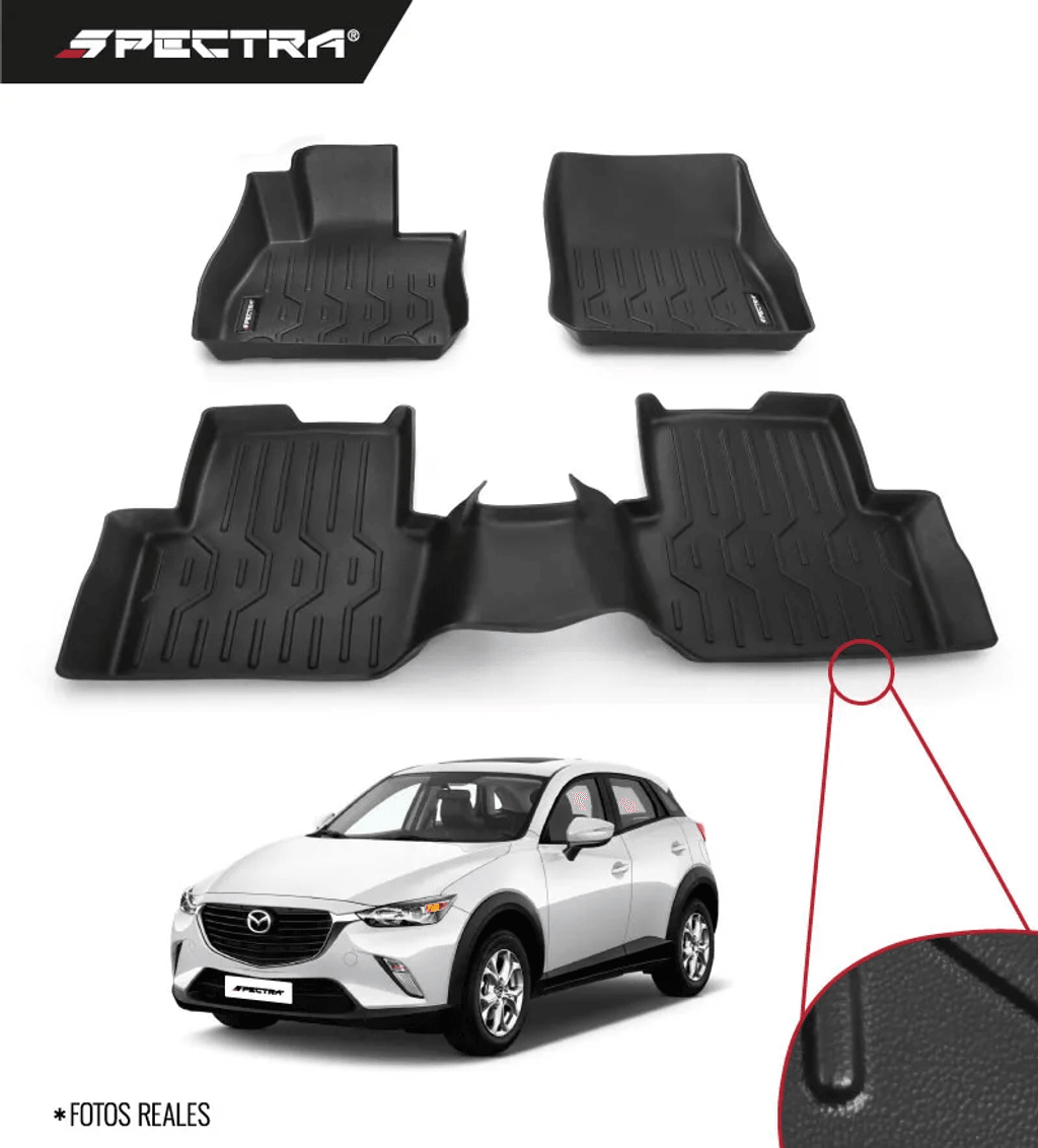 Mazda CX-3 2016-2024, Alfombras de Bandeja Lisa, 2 filas, Spectra.