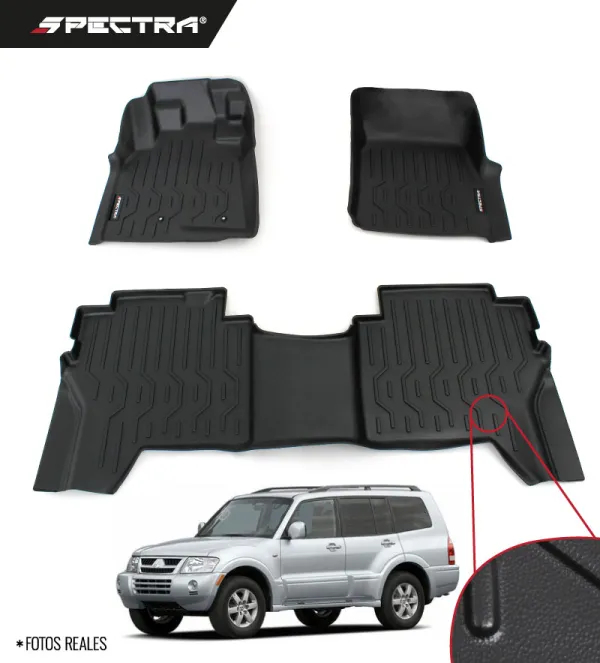Mitsubishi Montero 2001-2021, Alfombras de Bandeja Lisas, 2 filas, Spectra.
