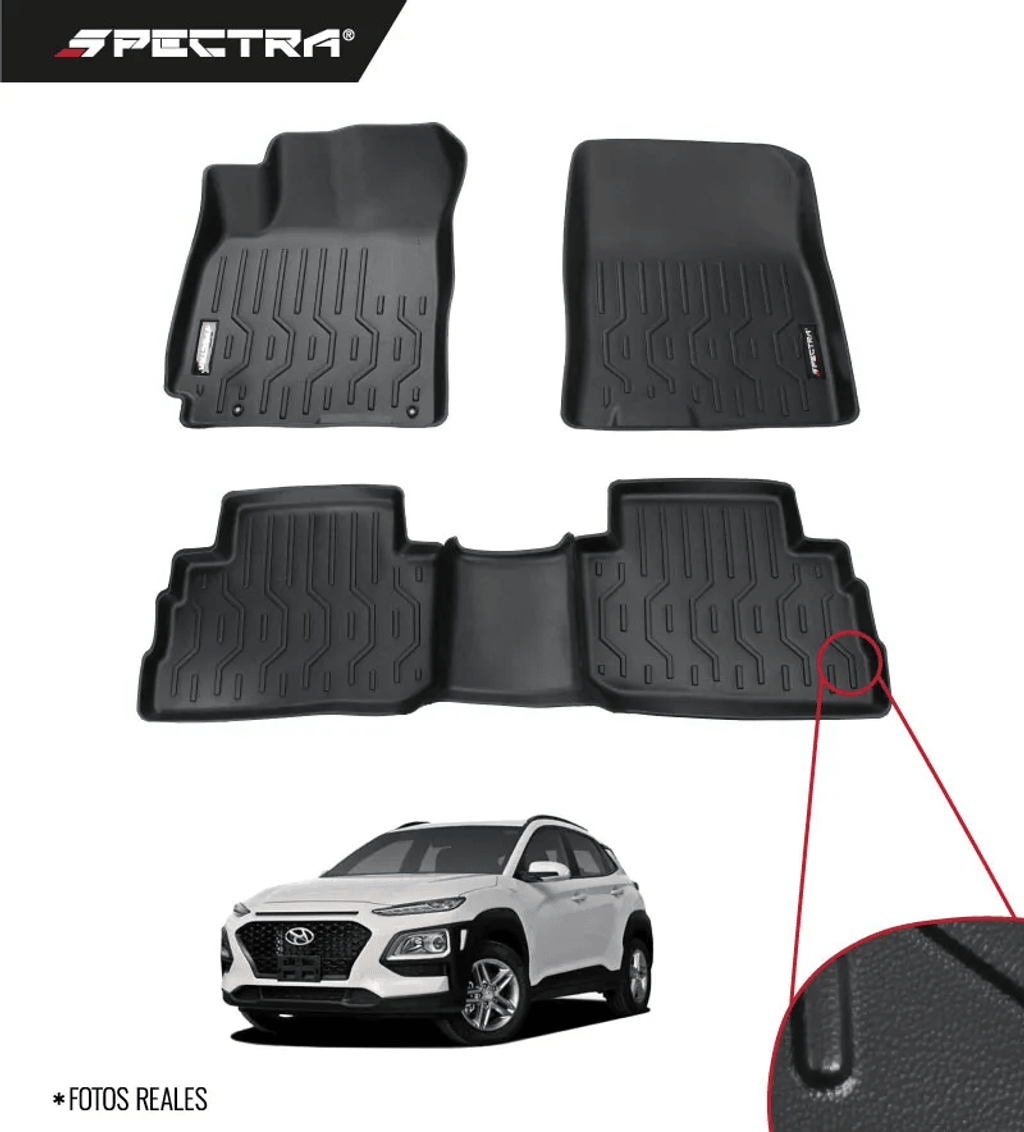 Hyundai Kona 2017-2021, Alfombras de Bandeja Lisas, 2 filas, Spectra.
