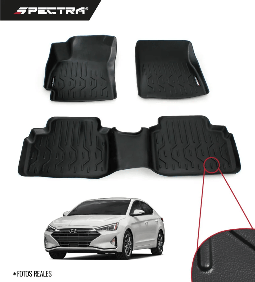 Hyundai Elantra 2020-2025, Alfombras de Bandeja Lisas, 2 filas, Spectra.