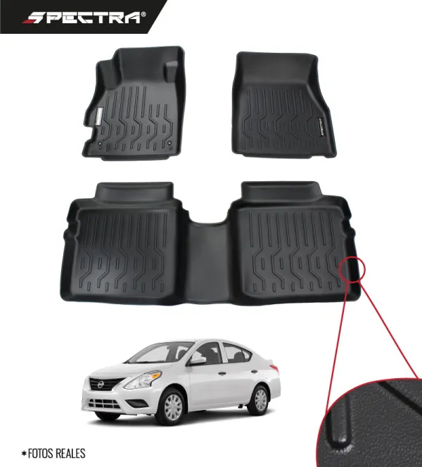 Nissan Versa 2016-2025, Alfombras de Bandeja Lisas, 2 filas, Spectra.