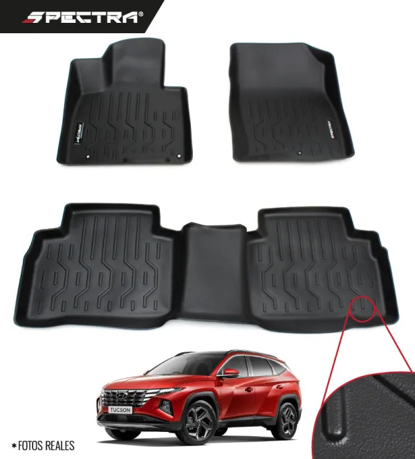 Hyundai Tucson 2022-2026, Alfombras de Bandeja Lisas, 2 Filas, Spectra.
