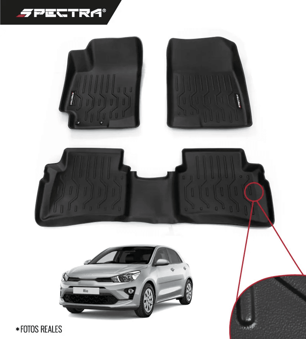 Kia Rio 2022-2025, Alfombras de Bandeja Lisas, 2 filas, Spectra.