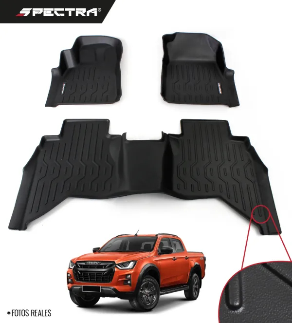Isuzu D-MAX 2021-2026, Alfombras de Bandeja Lisas, 2 Filas, Spectra.