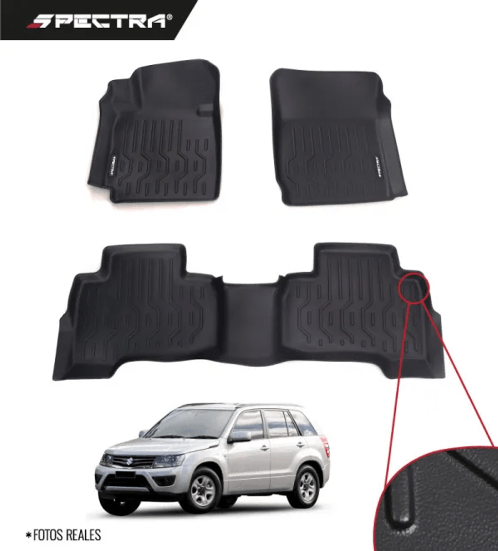 Suzuki Grand Vitara 2006-2021, Alfombras de Bandeja Lisas, 2 filas, Spectra.