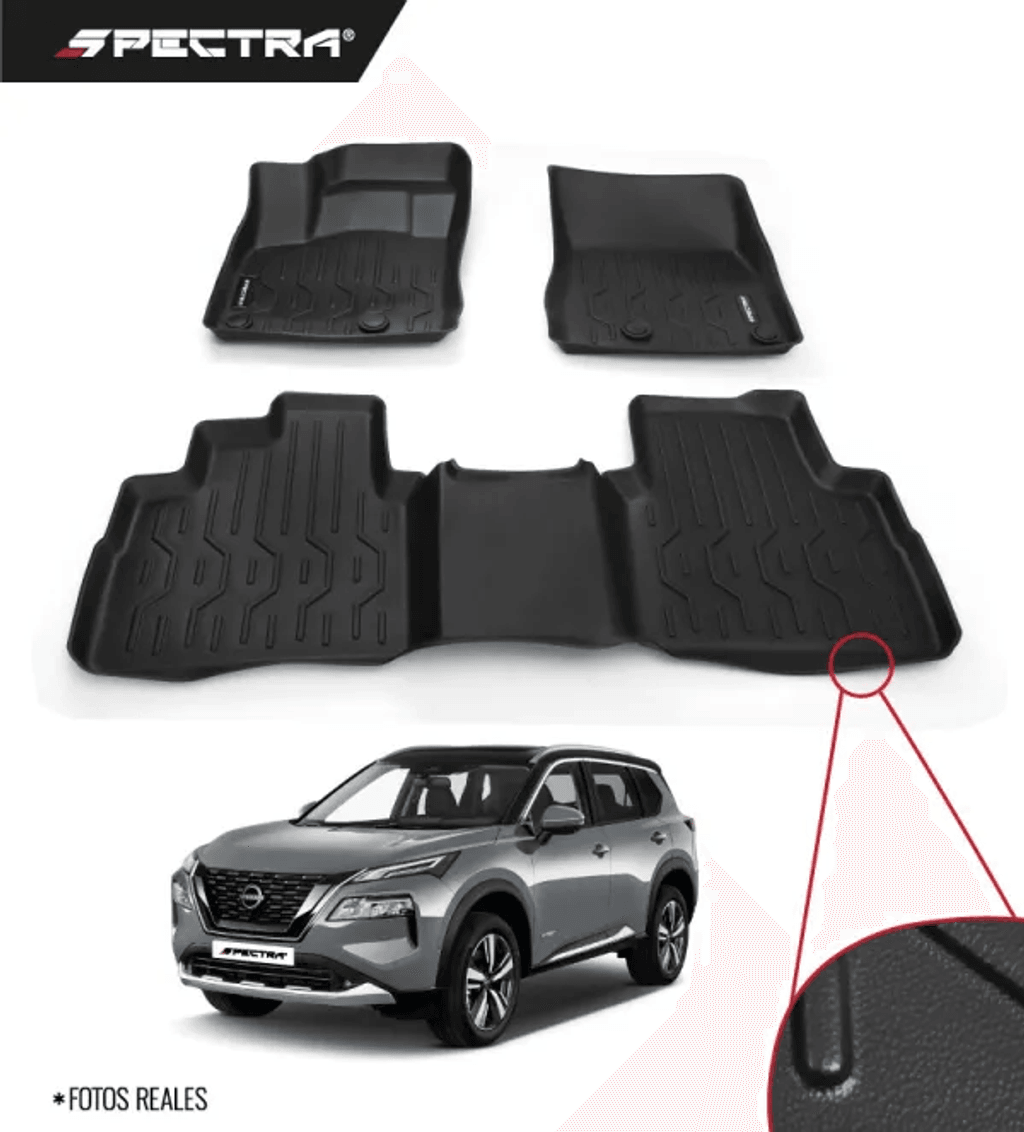 Nissan X-Trail 2021-2025, Alfombras de Bandeja Lisas, 2 filas, Spectra.