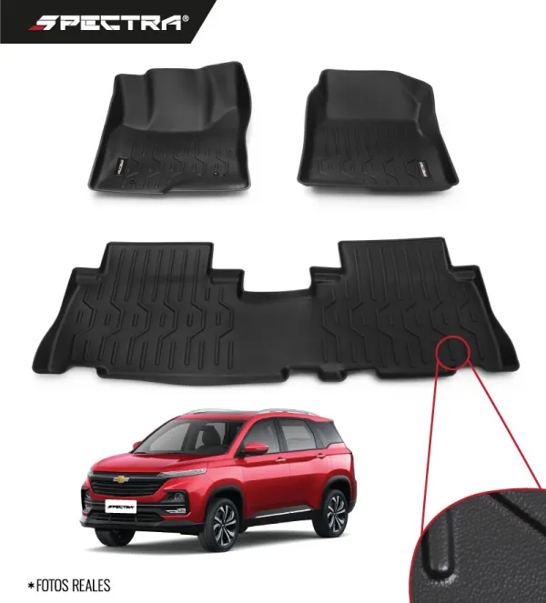 Chevrolet Captiva 2018-2022, Alfombras de Bandeja Lisas, 2 filas, Spectra.