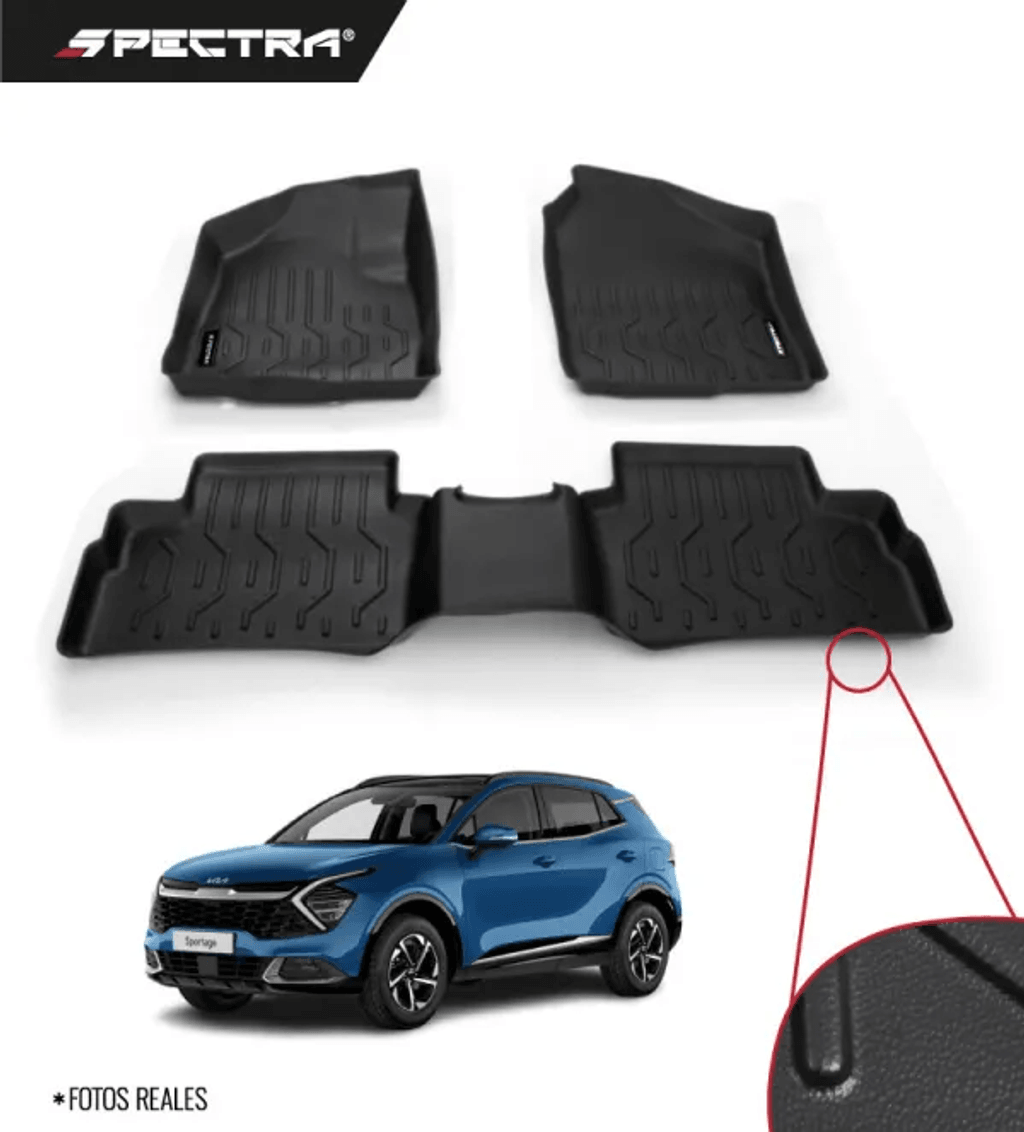 Kia Sportage 2022-2025, Alfombras de Bandeja Lisas, 2 filas, Spectra.