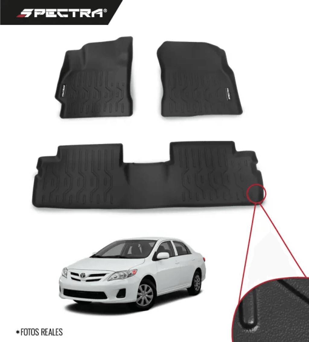Toyota Corolla 2007-2014, Alfombras de Bandeja Lisas, 2 filas, Spectra.