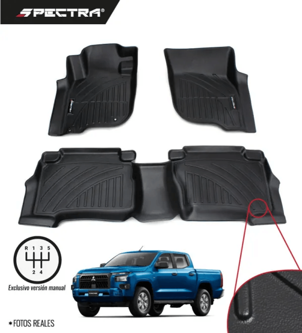 Mitsubishi L200 Manual 2024-2025, Alfombra de Bandeja Lisa, 2 Filas, Spectra.
