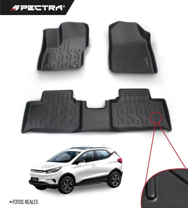 BYD S1 Pro 2019-2024, Alfombras de Bandeja Lisas, 2 filas, Spectra.
