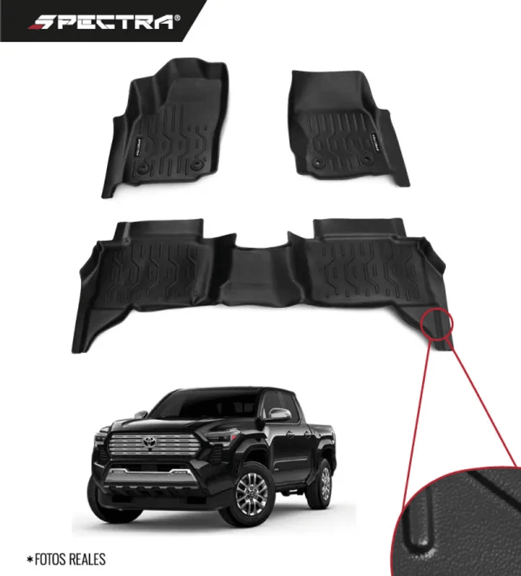 Toyota Tacoma 2024-2025, Alfombras de Bandeja Lisas, 2 filas, Spectra.