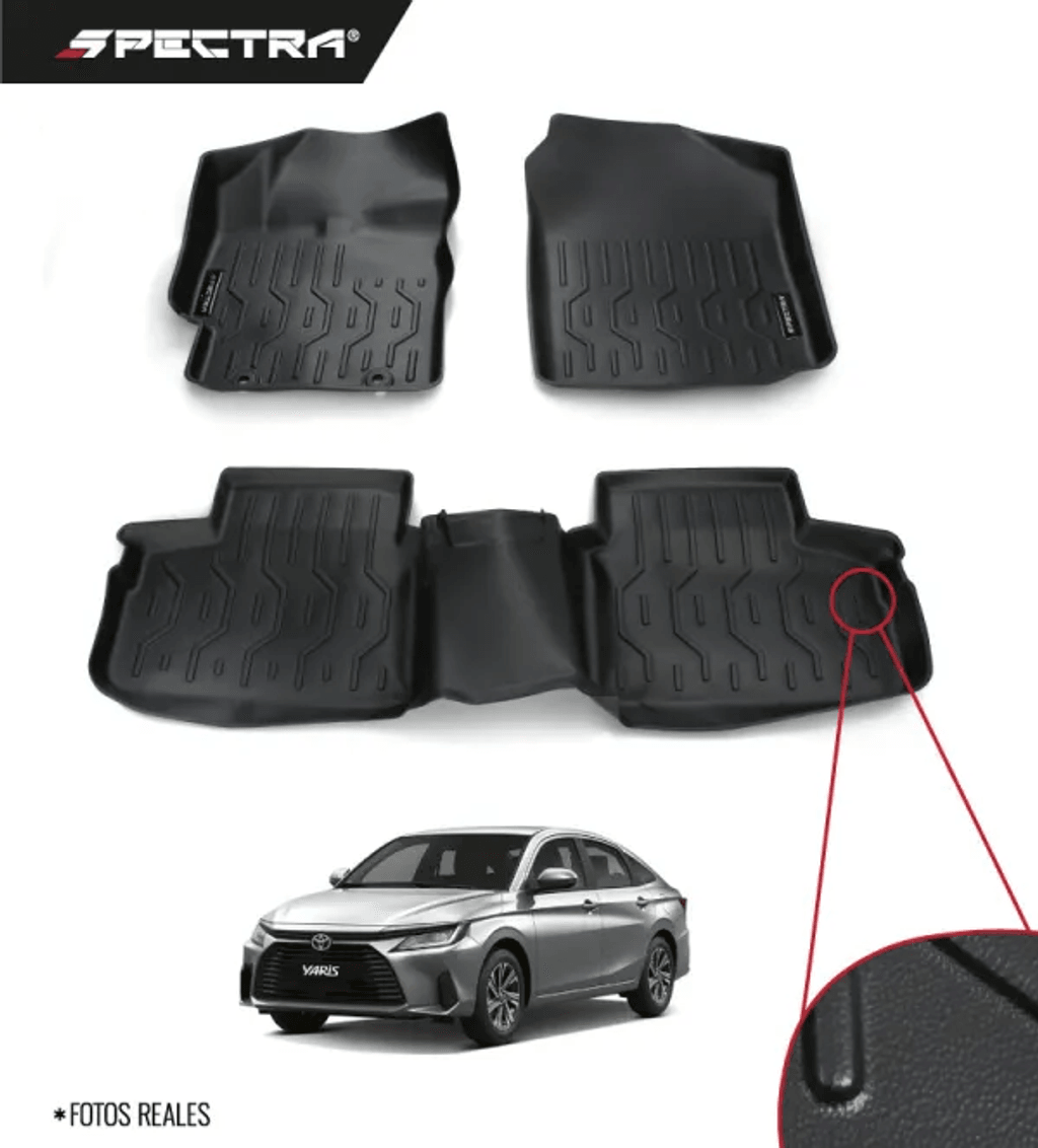 Toyota Yaris 2023-2025, Alfombras de Bandeja Lisas, 2 filas, Spectra.