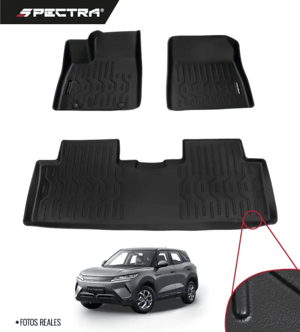 BYD S1 Pro 2025-2026, Alfombras de Bandeja Lisas, 2 filas, Spectra.
