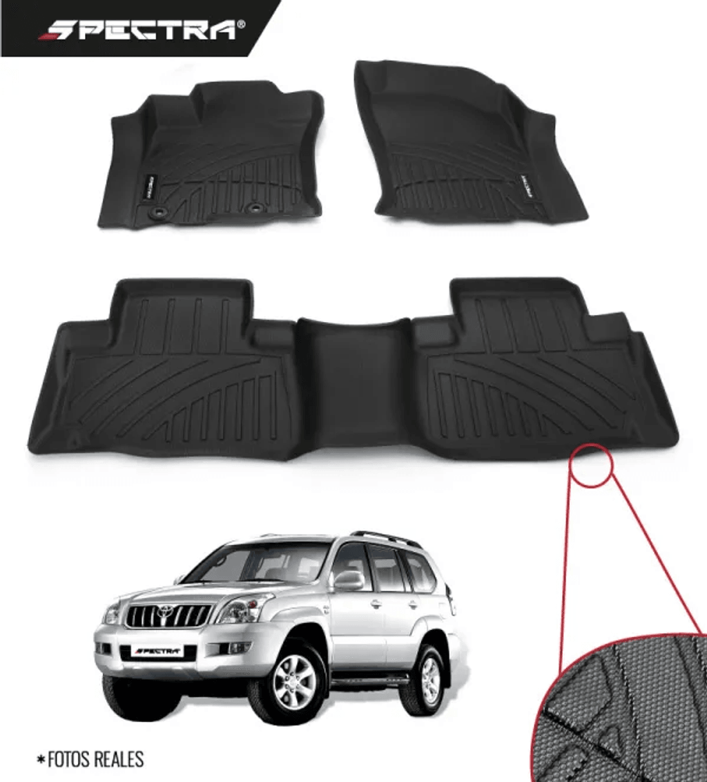 Toyota Prado 2003-2009, Alfombras de Bandeja Antideslizante, 2 filas, Spectra.