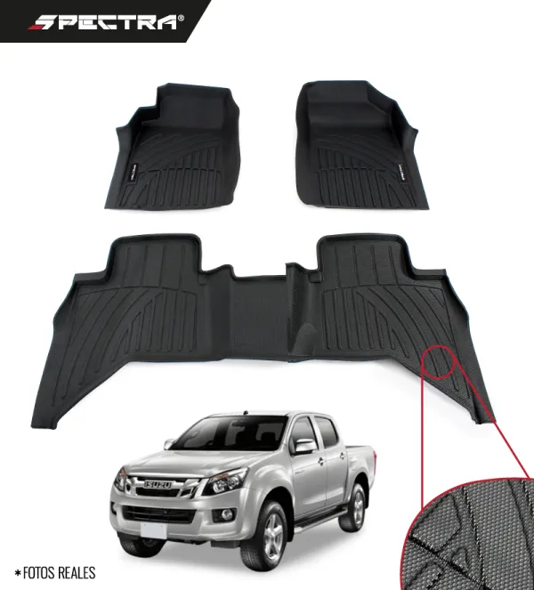 Isuzu D-MAX 2012-2020, Alfombras de Bandeja Antideslizante, 2 Filas, Spectra