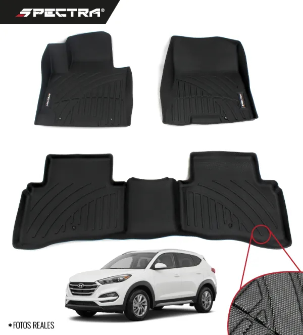 Hyundai Tucson 2016-2021, Alfombras de Bandeja Antideslizante, 2 Filas, Spectra