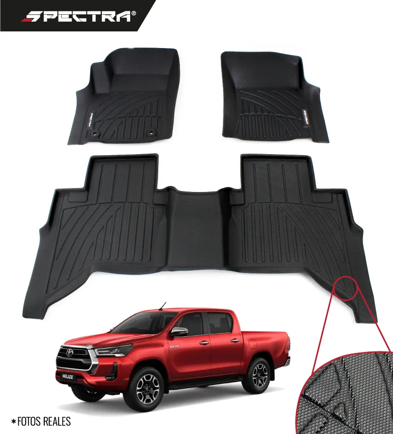 Toyota Hilux 2015-2023, Alfombras de Bandejas Antideslizante, 2 Filas, Spectra