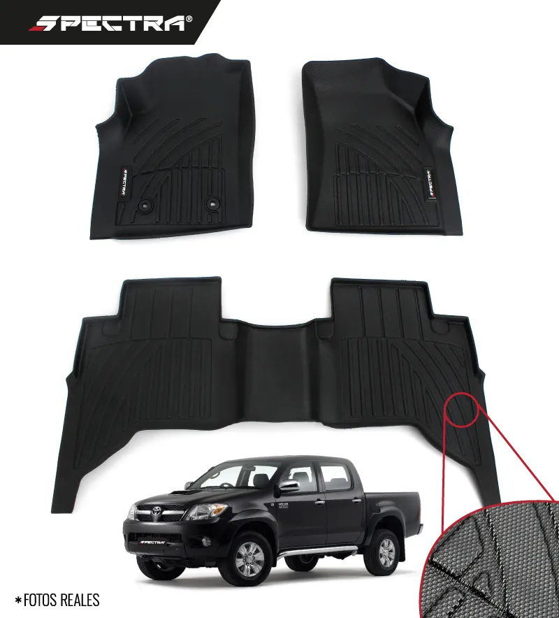 Toyota Hilux 2005-2015, Alfombras de Bandeja Antideslizante, 2 Filas, Spectra