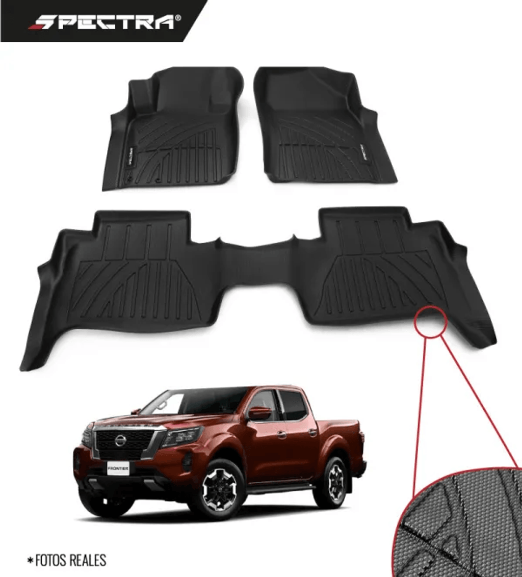 Nissan Frontier/NP300 2016-2025, Alfombras de Bandeja Antideslizante, 2 filas, Spectra.