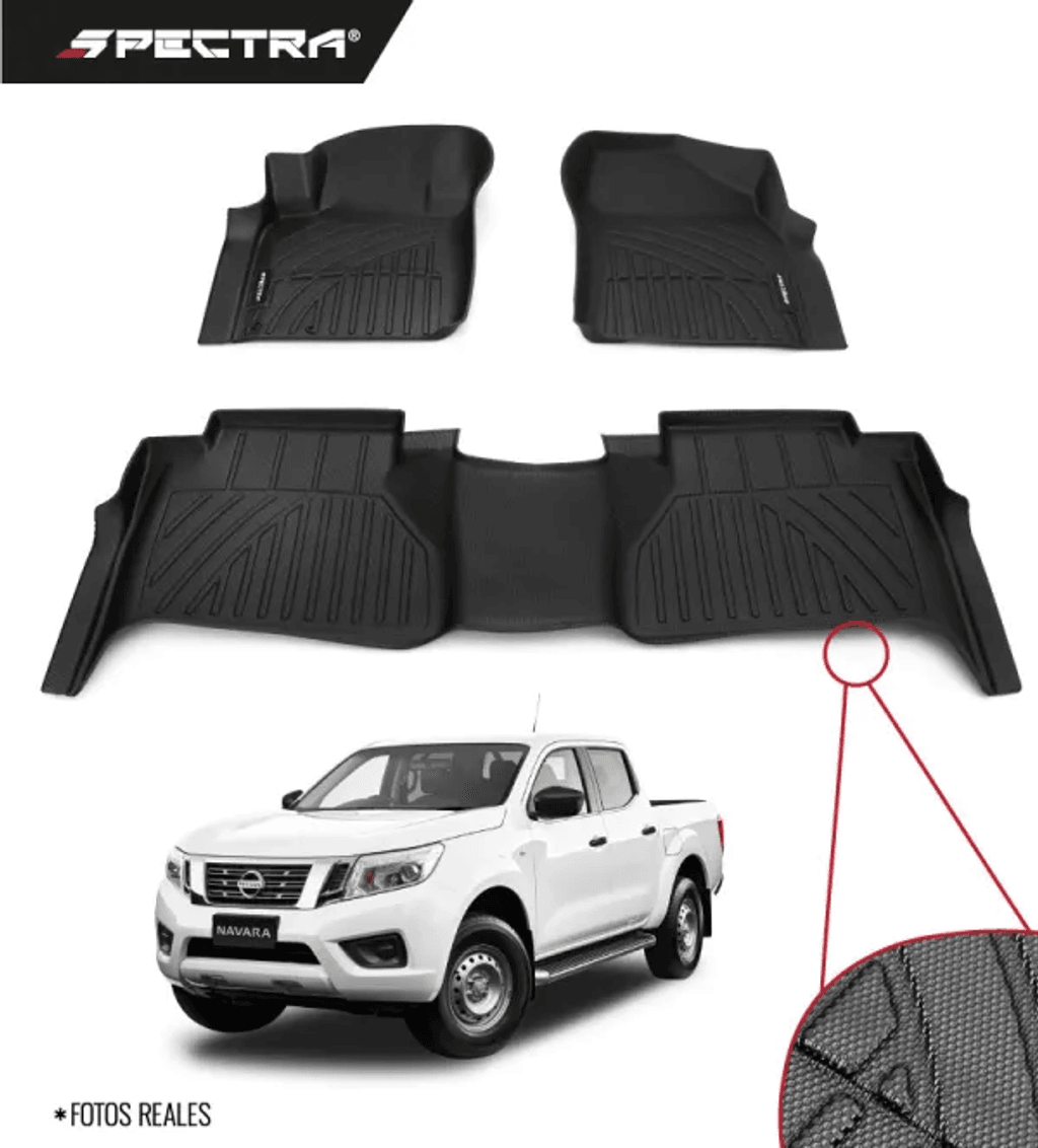 Nissan NP300 2016-2025, Sin Portavaso, Alfombras de Bandeja Antideslizante, 2 filas, Spectra